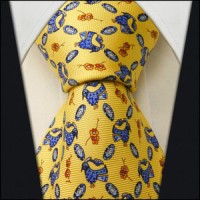 Checked Yellow Blue Mens Necktie