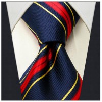 Navy Dark Blue Crimson Red Yellow Tie