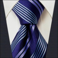 Stripes Blue Navy Azure Purple Mens Necktie